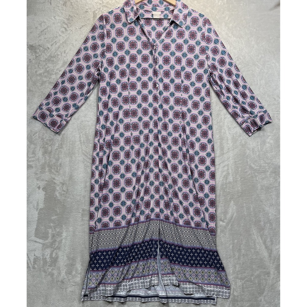 Chico's Geometric Dress 2 Tile Print Shift  3/4 Sleeve‎ Eclectic Artsy